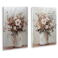 Faiz Wall Art Set of 2, Pitcher w Flowers, Embellished Gold Foil, Gray 24x35 - BM355640