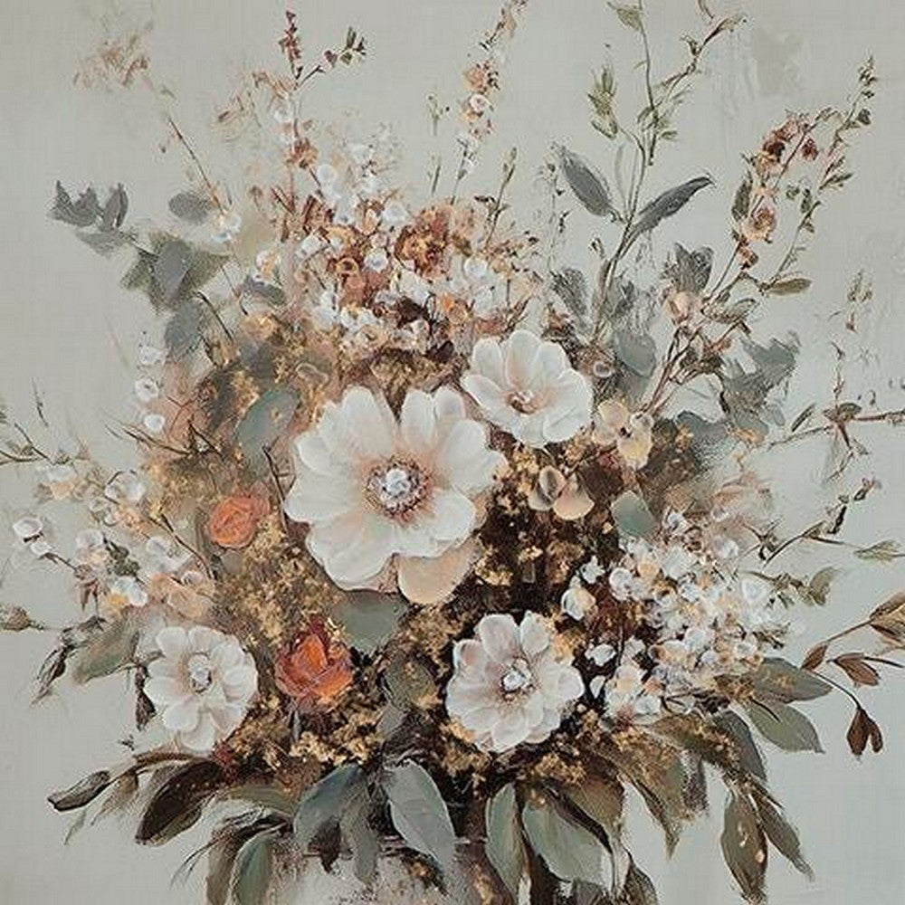 Faiz Wall Art Set of 2, Pitcher w Flowers, Embellished Gold Foil, Gray 24x35 - BM355640