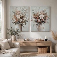 Faiz Wall Art Set of 2, Pitcher w Flowers, Embellished Gold Foil, Gray 24x35 - BM355640