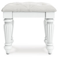Koze Vanity Stool, Foam Seat, Tufted Polyester, Matte White 19 Inch - BM355641