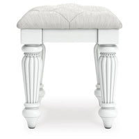 Koze Vanity Stool, Foam Seat, Tufted Polyester, Matte White 19 Inch - BM355641