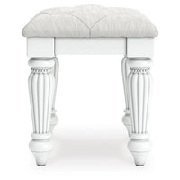 Koze Vanity Stool, Foam Seat, Tufted Polyester, Matte White 19 Inch - BM355641
