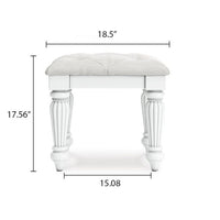 Koze Vanity Stool, Foam Seat, Tufted Polyester, Matte White 19 Inch - BM355641
