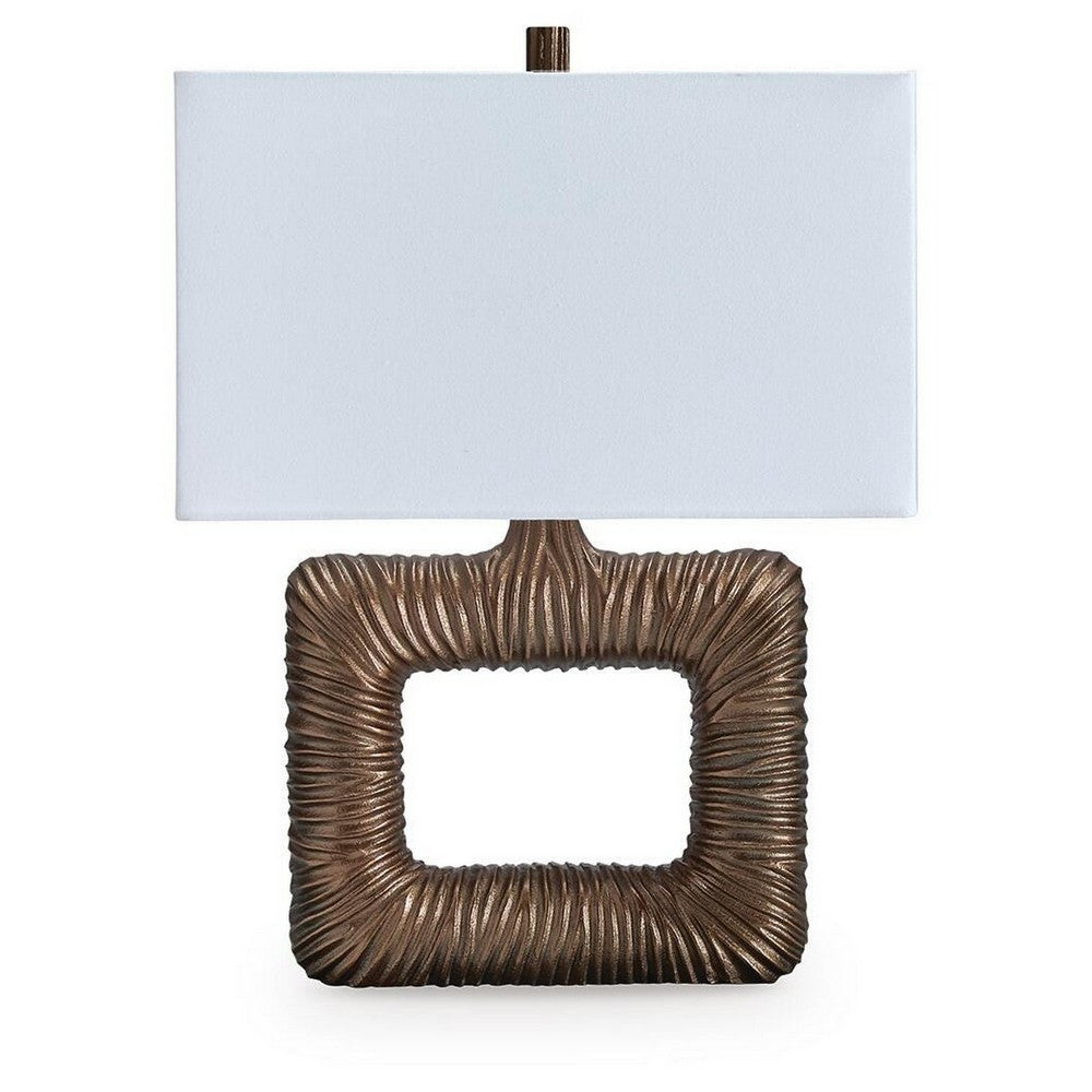 Onbi Table Lamp, Rectangular Shade, Hollow Square, Antique Brass 25 Inch-BM355643