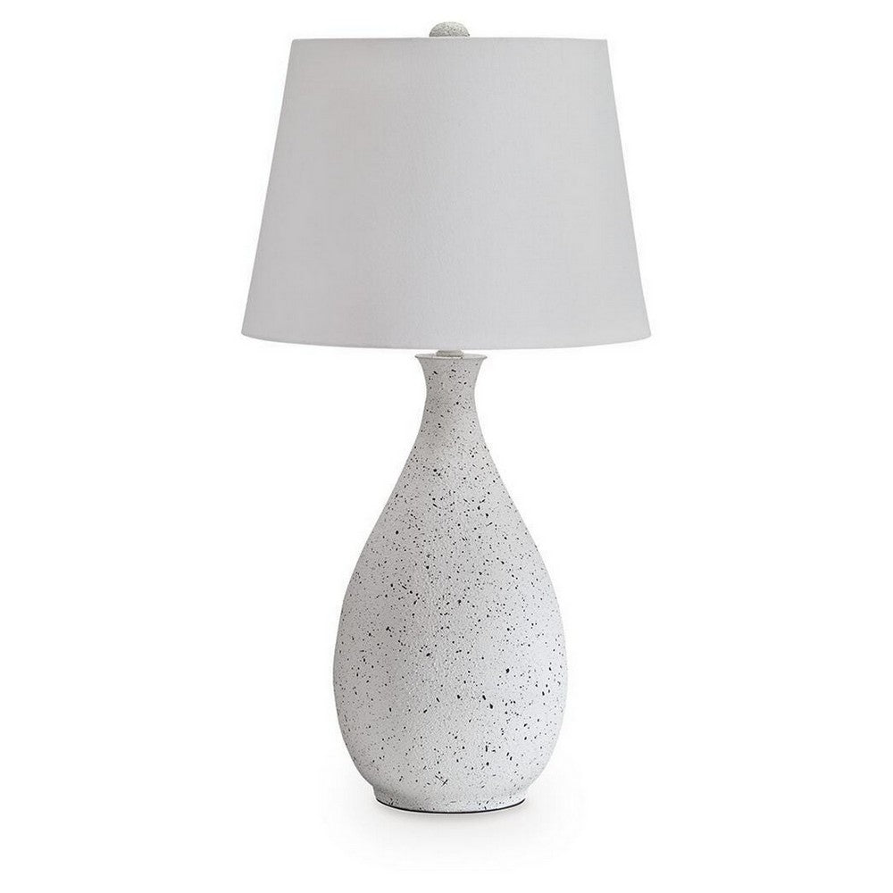 Yati Teardrop Table Lamp, Empire Shade, Speckled White Metal 33 Inch-BM355644