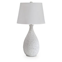 Yati Teardrop Table Lamp, Empire Shade, Speckled White Metal 33 Inch-BM355644