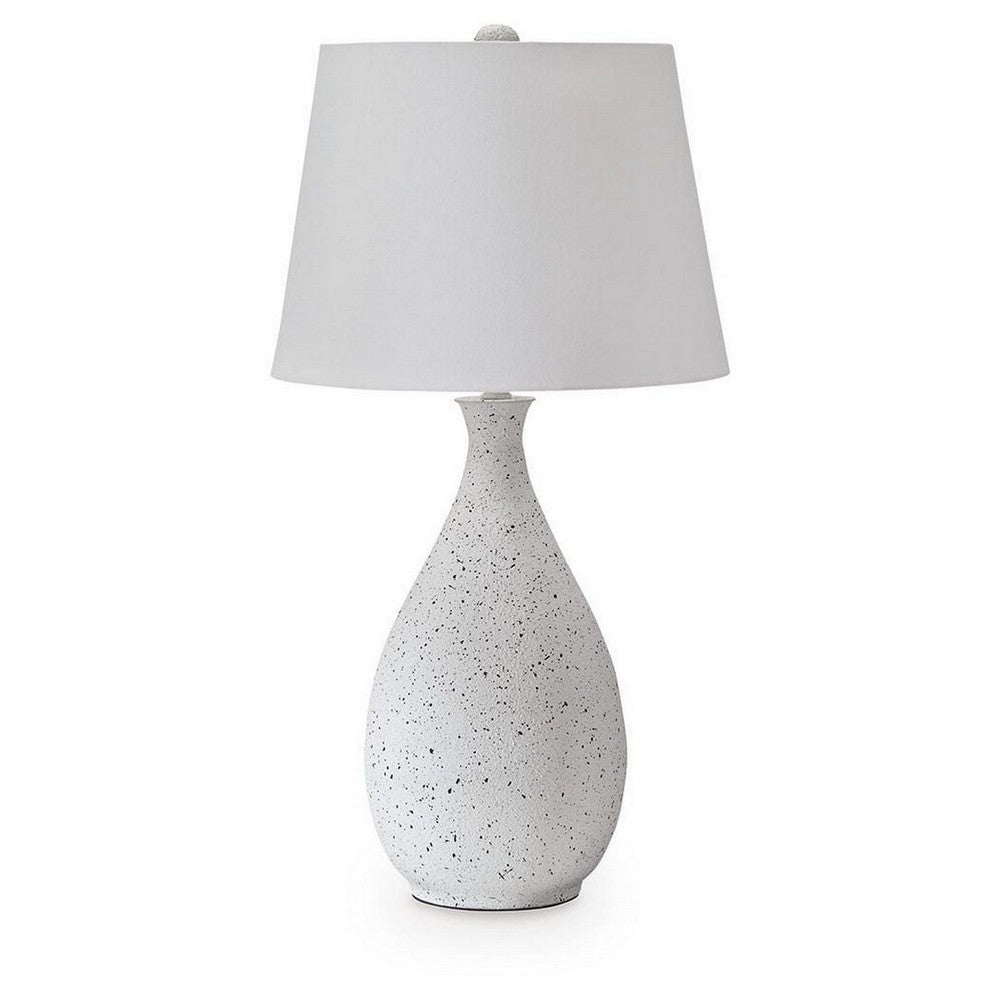 Yati Teardrop Table Lamp, Empire Shade, Speckled White Metal 33 Inch-BM355644