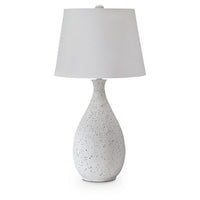 Yati Teardrop Table Lamp, Empire Shade, Speckled White Metal 33 Inch-BM355644