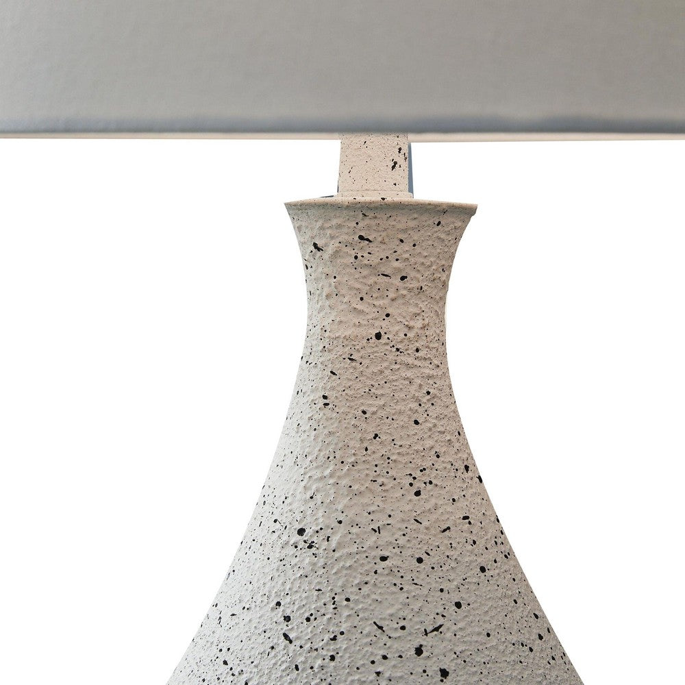 Yati Teardrop Table Lamp, Empire Shade, Speckled White Metal 33 Inch-BM355644