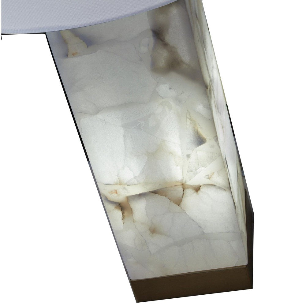 Linde Table Lamp w Nightlight, Alabaster Block Body, White, Gold 29 Inch - BM355645