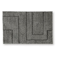 Mera Geometric Medium Area Rug, Black and Ivory Polypropylene Frieze 5x7 - BM355646