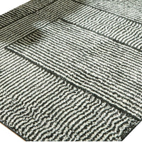 Mera Geometric Medium Area Rug, Black and Ivory Polypropylene Frieze 5x7 - BM355646