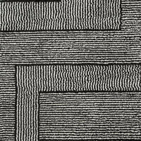 Mera Geometric Medium Area Rug, Black and Ivory Polypropylene Frieze 5x7 - BM355646