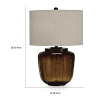 Besa Table Lamp, Amber Brown Glow Glass, Beige Drum Shade, 28 Inch - BM355647