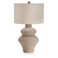 Nesa Table Lamp, Beige Textured Finish, Drum Hardback Shade, 32 Inch - BM355648