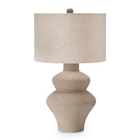 Nesa Table Lamp, Beige Textured Finish, Drum Hardback Shade, 32 Inch - BM355648