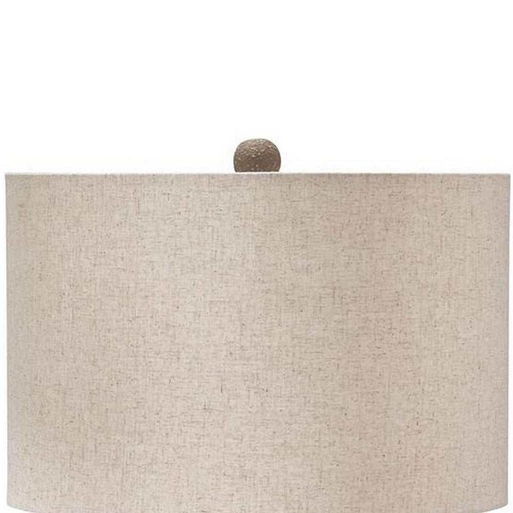 Nesa Table Lamp, Beige Textured Finish, Drum Hardback Shade, 32 Inch - BM355648