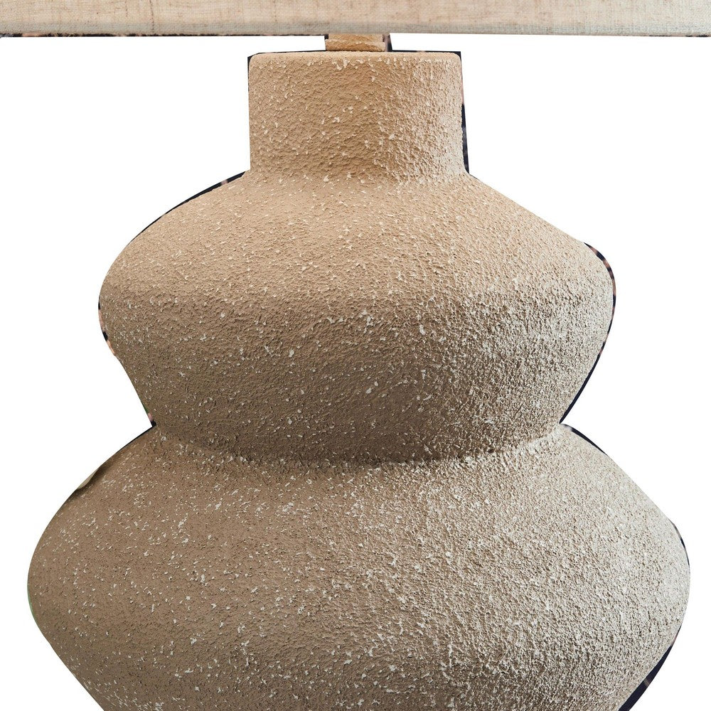 Nesa Table Lamp, Beige Textured Finish, Drum Hardback Shade, 32 Inch - BM355648