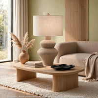 Nesa Table Lamp, Beige Textured Finish, Drum Hardback Shade, 32 Inch - BM355648