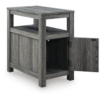 Mesa Chair Side End Table, Open Shelf, USB Ports, Weathered Gray, 25 Inch-BM355649