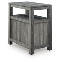 Mesa Chair Side End Table, Open Shelf, USB Ports, Weathered Gray, 25 Inch-BM355649