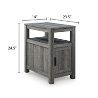 Mesa Chair Side End Table, Open Shelf, USB Ports, Weathered Gray, 25 Inch-BM355649