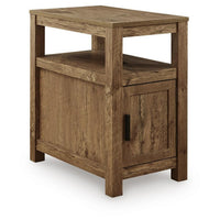 Mesa Chair Side End Table, Open Shelf, USB Ports, Rustic Oak Brown, 25 Inch-BM355650