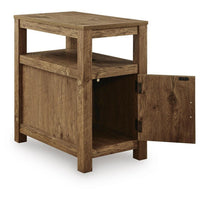 Mesa Chair Side End Table, Open Shelf, USB Ports, Rustic Oak Brown, 25 Inch-BM355650