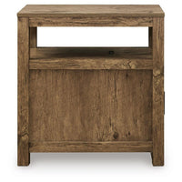 Mesa Chair Side End Table, Open Shelf, USB Ports, Rustic Oak Brown, 25 Inch-BM355650