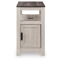 Mesa Chair Side End Table, Open Shelf, USB Ports, Antique White, 25 Inch-BM355651