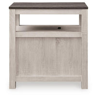 Mesa Chair Side End Table, Open Shelf, USB Ports, Antique White, 25 Inch-BM355651