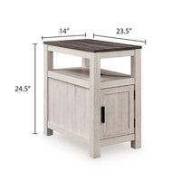 Mesa Chair Side End Table, Open Shelf, USB Ports, Antique White, 25 Inch-BM355651