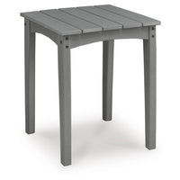 Covi Outdoor Side End Table, Slatted Square Top, Gray HDPE, 23 Inch-BM355652