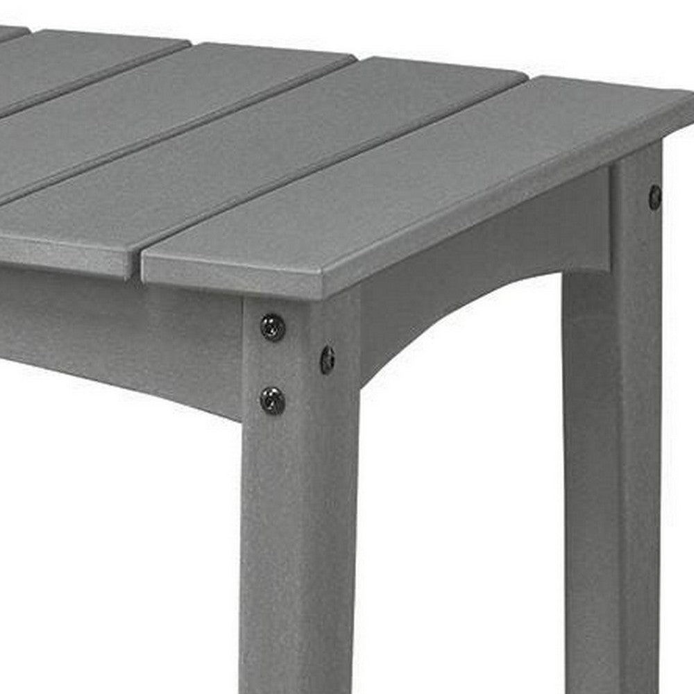 Covi Outdoor Side End Table, Slatted Square Top, Gray HDPE, 23 Inch-BM355652