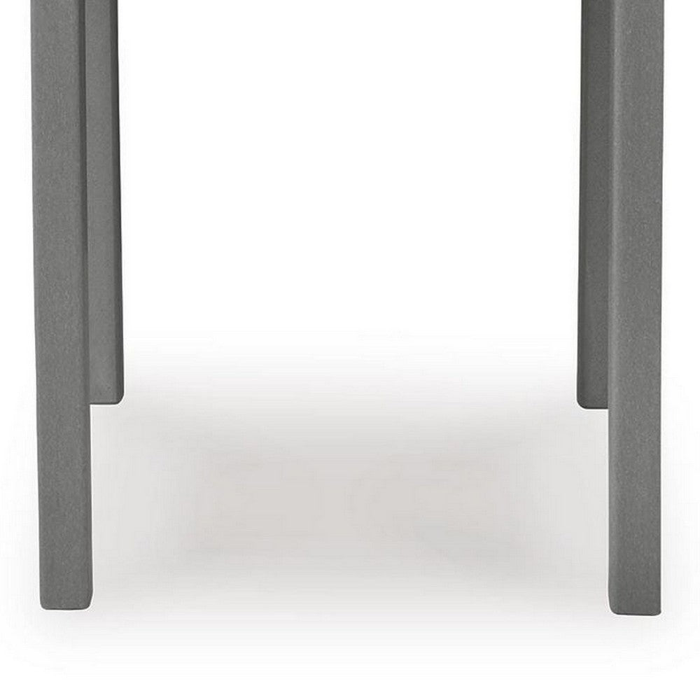 Covi Outdoor Side End Table, Slatted Square Top, Gray HDPE, 23 Inch-BM355652