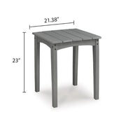 Covi Outdoor Side End Table, Slatted Square Top, Gray HDPE, 23 Inch-BM355652