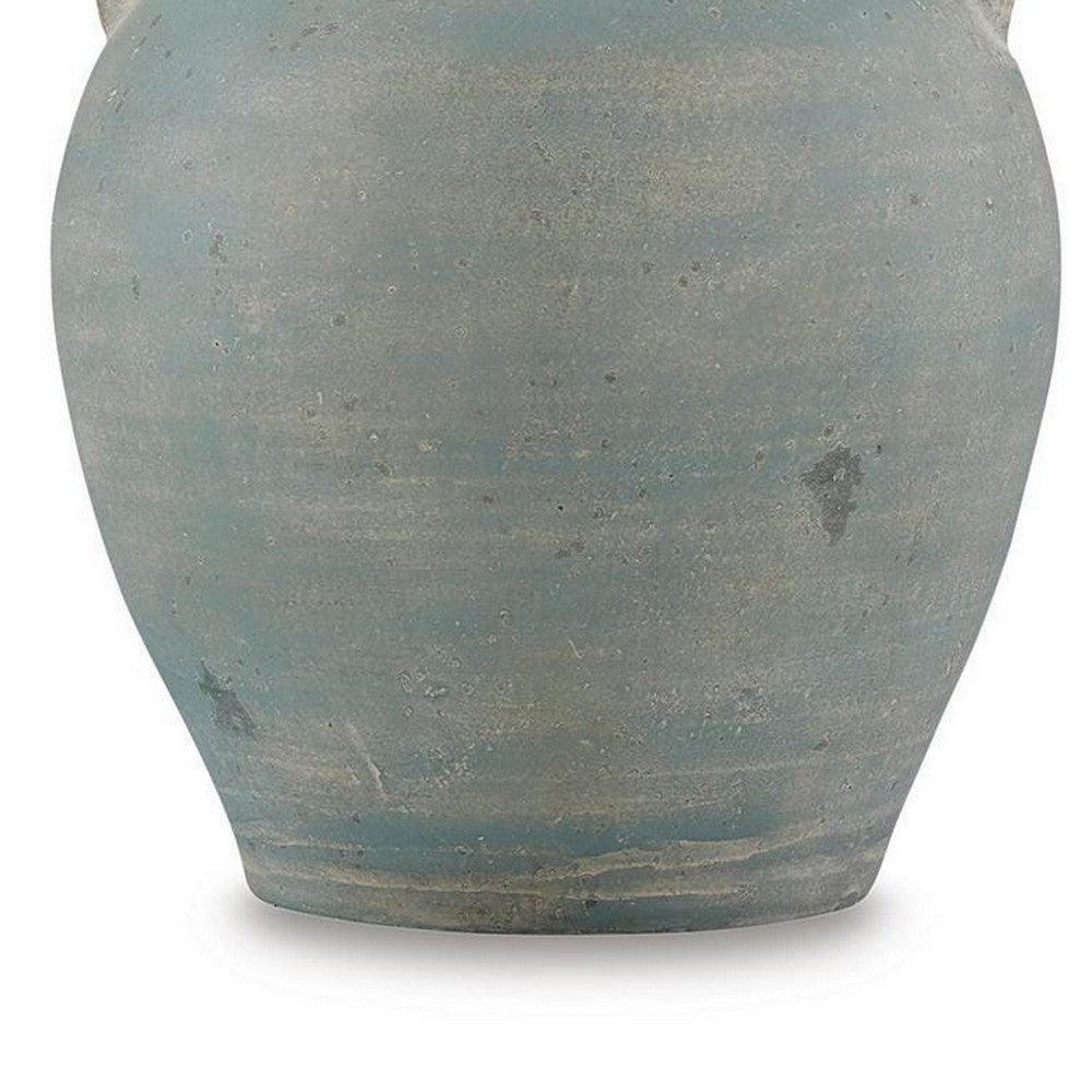 Fesa Table Lamp, Antiqued Green Terracotta, White Drum Shade, 29 Inch-BM355653