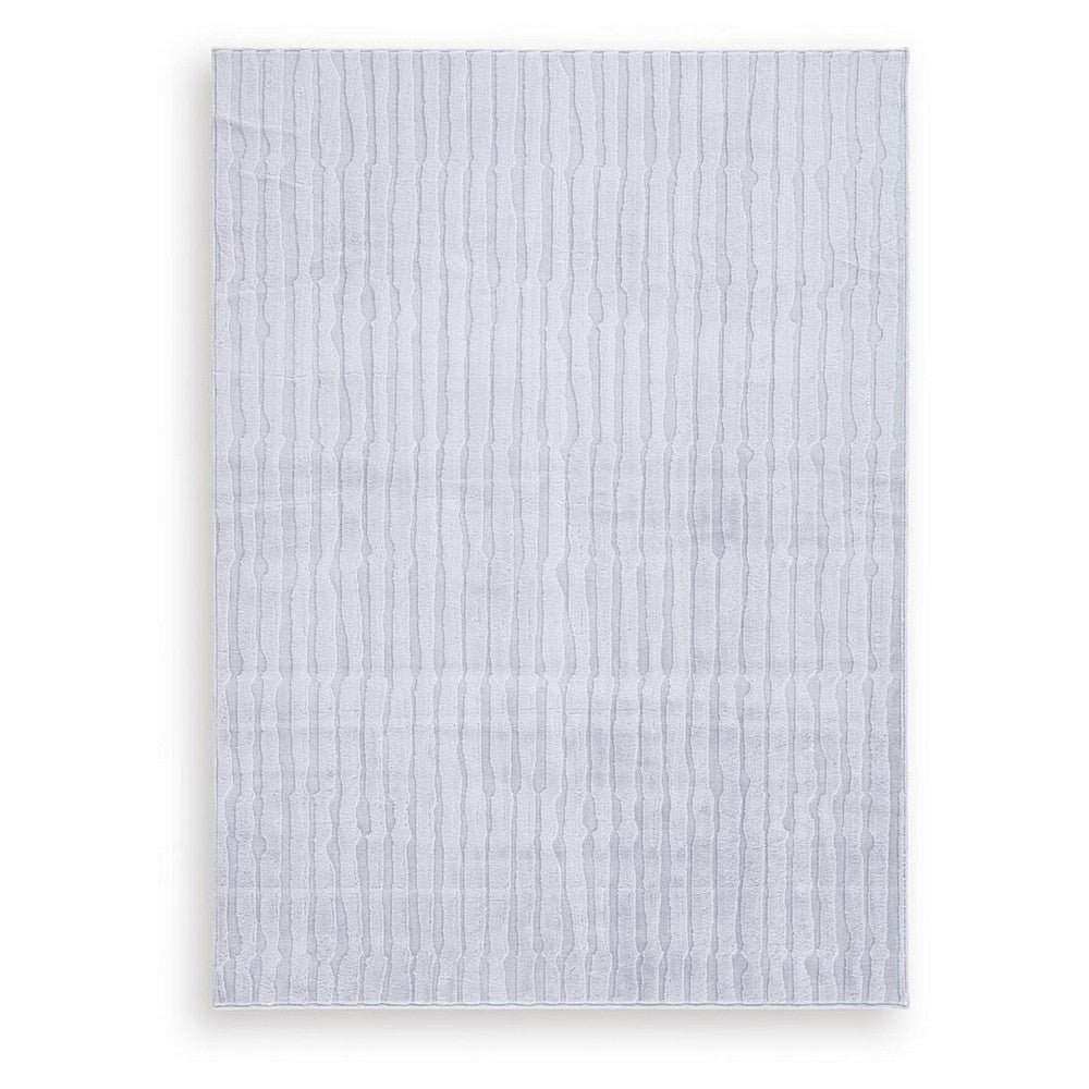 Worly 5x7 Medium Area Rug, Polyester Faux Fur, Subtle Stripe Gray-BM355654