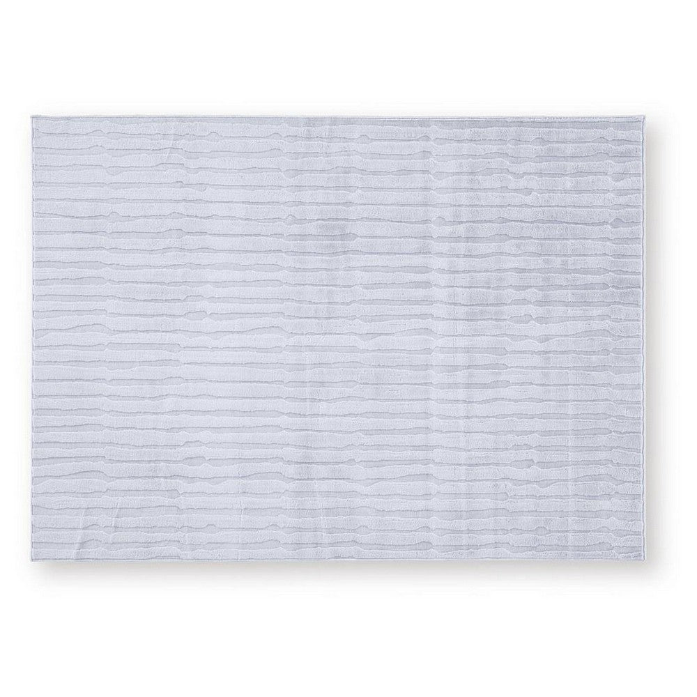 Worly 5x7 Medium Area Rug, Polyester Faux Fur, Subtle Stripe Gray-BM355654