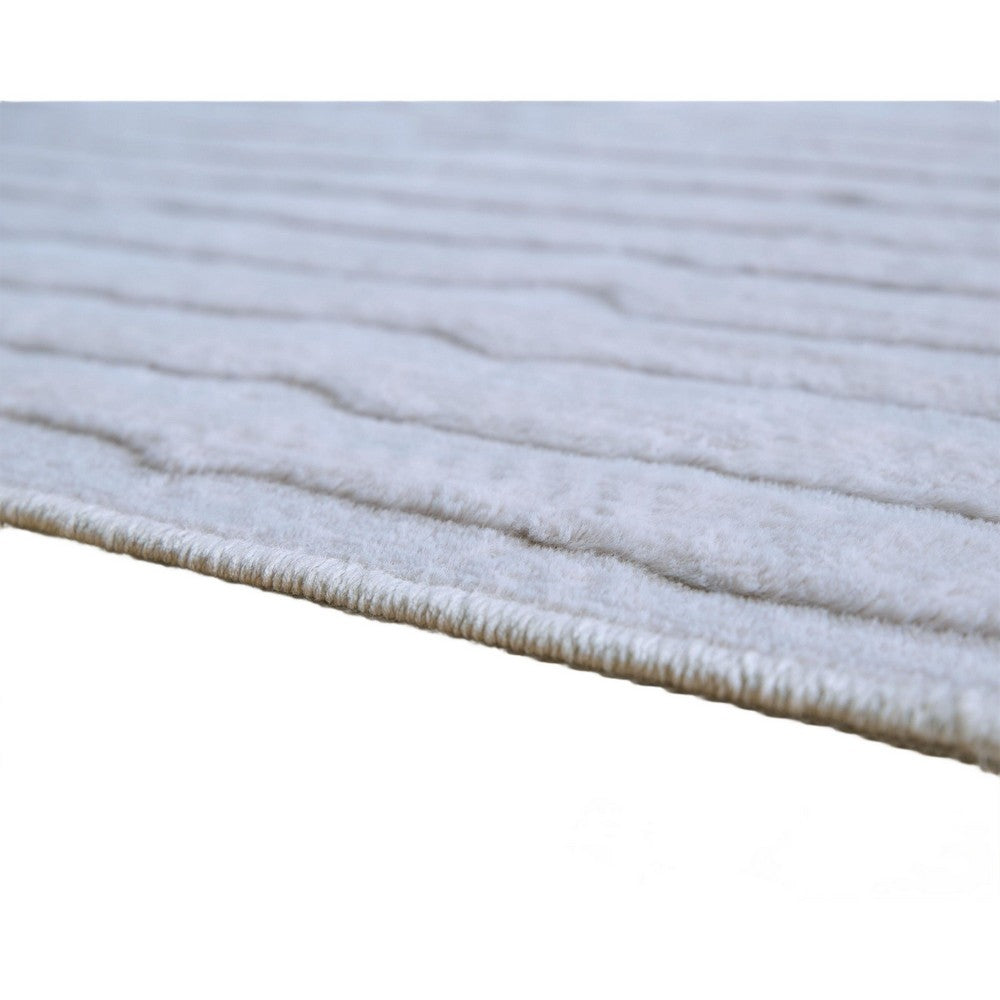 Worly 5x7 Medium Area Rug, Polyester Faux Fur, Subtle Stripe Gray-BM355654