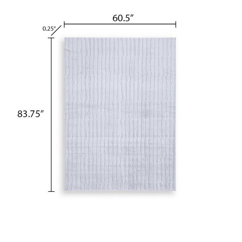Worly 5x7 Medium Area Rug, Polyester Faux Fur, Subtle Stripe Gray-BM355654