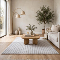 Worly 5x7 Medium Area Rug, Polyester Faux Fur, Subtle Stripe Gray-BM355654