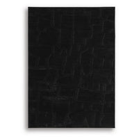 Giya Medium Area Rug, Abstract Black, 8mm Pile, Polyester Faux Fur, 5x7-BM355655
