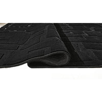 Giya Medium Area Rug, Abstract Black, 8mm Pile, Polyester Faux Fur, 5x7-BM355655