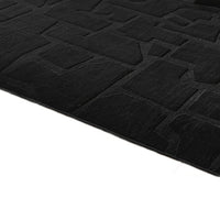 Giya Medium Area Rug, Abstract Black, 8mm Pile, Polyester Faux Fur, 5x7-BM355655