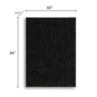 Giya Medium Area Rug, Abstract Black, 8mm Pile, Polyester Faux Fur, 5x7-BM355655