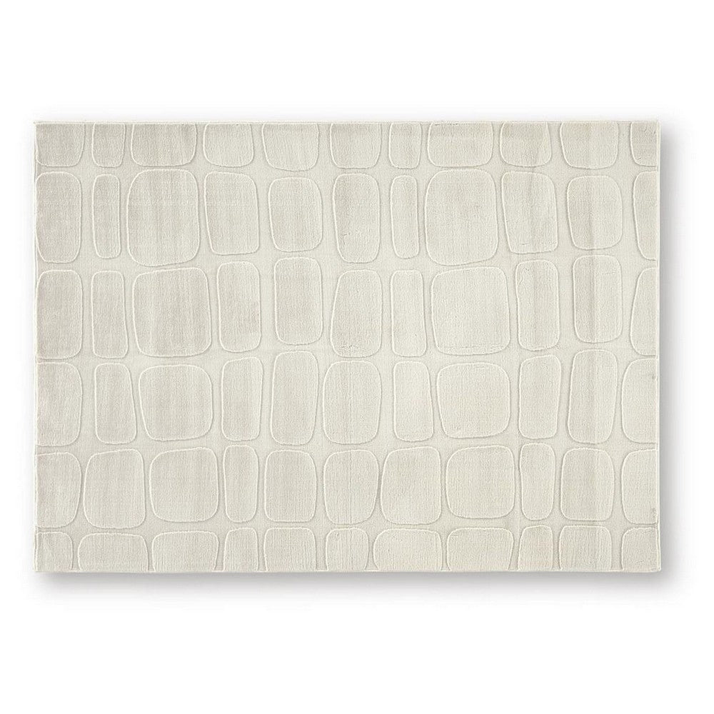 Malvin Medium Area Rug, Abstract Sandstone Cream, Polyester Faux Fur, 5x7 - BM355656