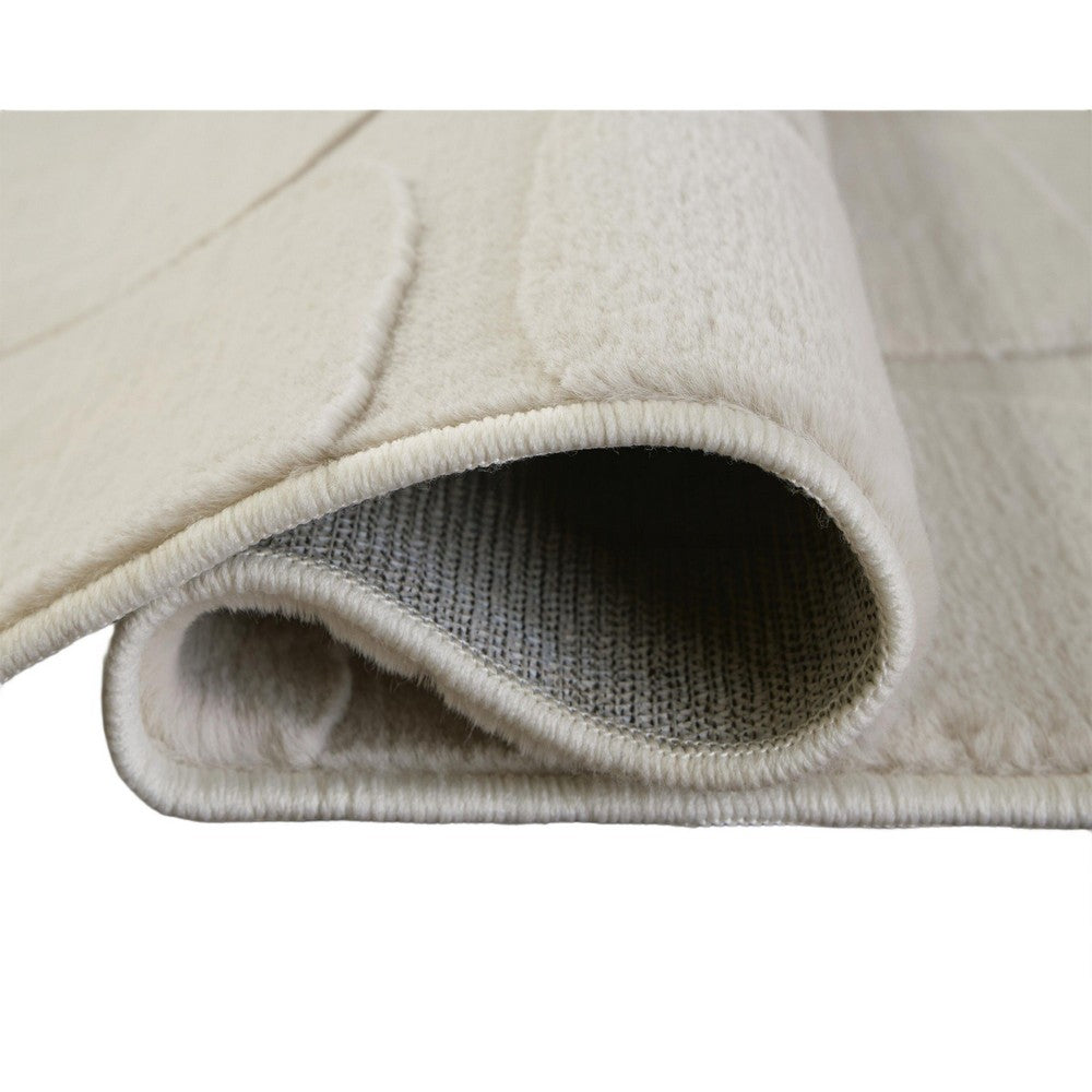 Malvin Medium Area Rug, Abstract Sandstone Cream, Polyester Faux Fur, 5x7 - BM355656