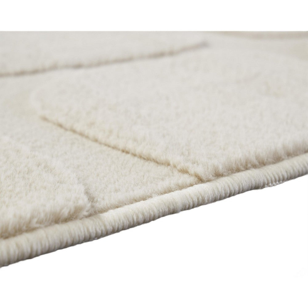 Malvin Medium Area Rug, Abstract Sandstone Cream, Polyester Faux Fur, 5x7 - BM355656