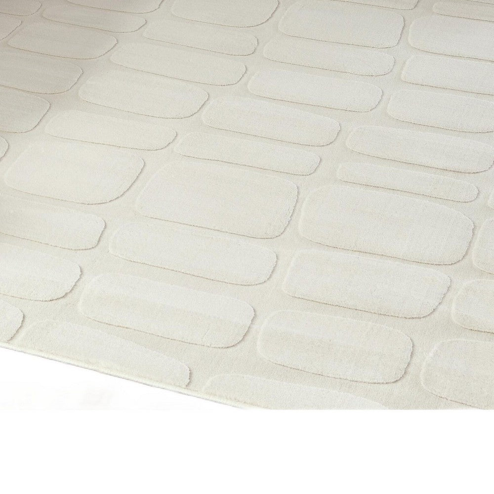 Malvin Medium Area Rug, Abstract Sandstone Cream, Polyester Faux Fur, 5x7 - BM355656